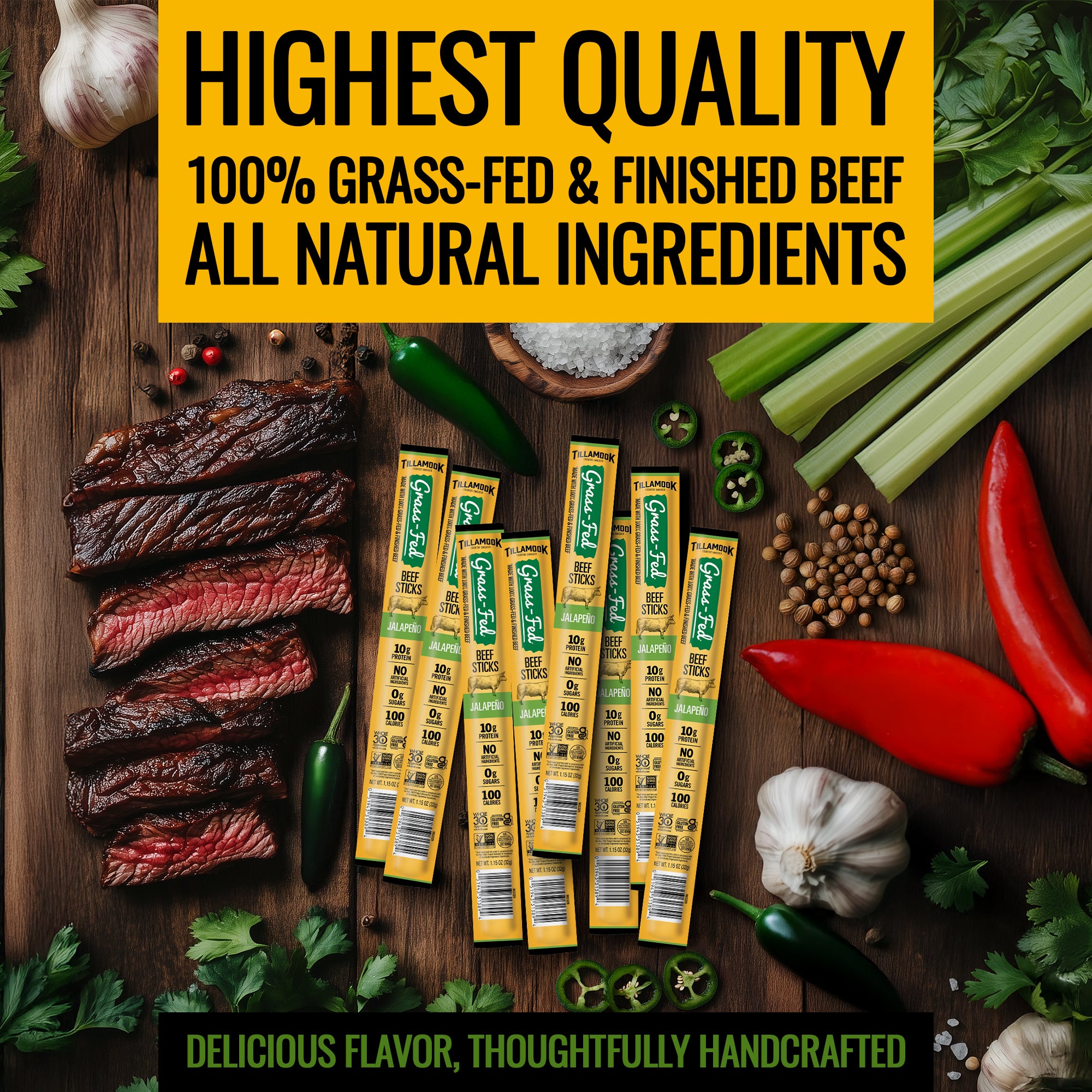 Zero Sugar Meat Sticks | Grass-Fed Jalapeno Multipack